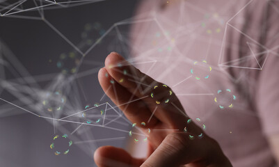 technology binary code interface digital touch