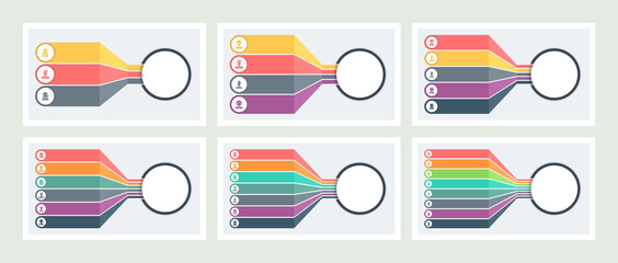 Business infographic. Chart with 3, 4, 5, 6, 7, 8 options. Vector template.