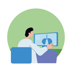 Poster - scientific doctor with lungs rx examination