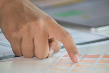 close-up view of young ui development team working together in office
