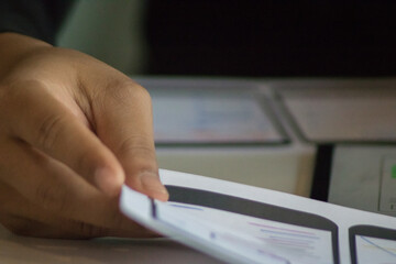 close-up view of young ui development team working together in office