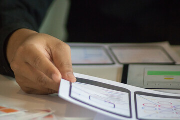 close-up view of young ui development team working together in office