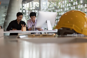 Close-up view of young ui development team working together in office