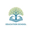 Vector abstract logo tree in the book design template for education, learning and schools