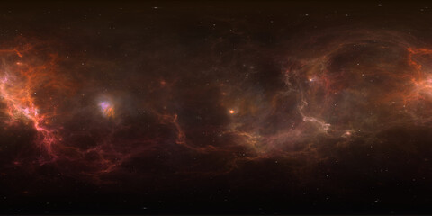 Wall Mural - 360 degree equirectangular projection space background with nebula and stars, environment map. hdri 
