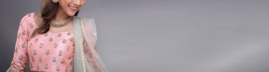 Indian beautiful bridal woman wear Traditional wedding dress costume