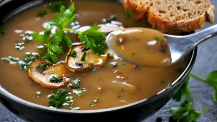 Wall Mural - mushroom soup with bread