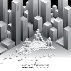 Poster - Architecture building construction perspective design,abstract modern urban geometric background.