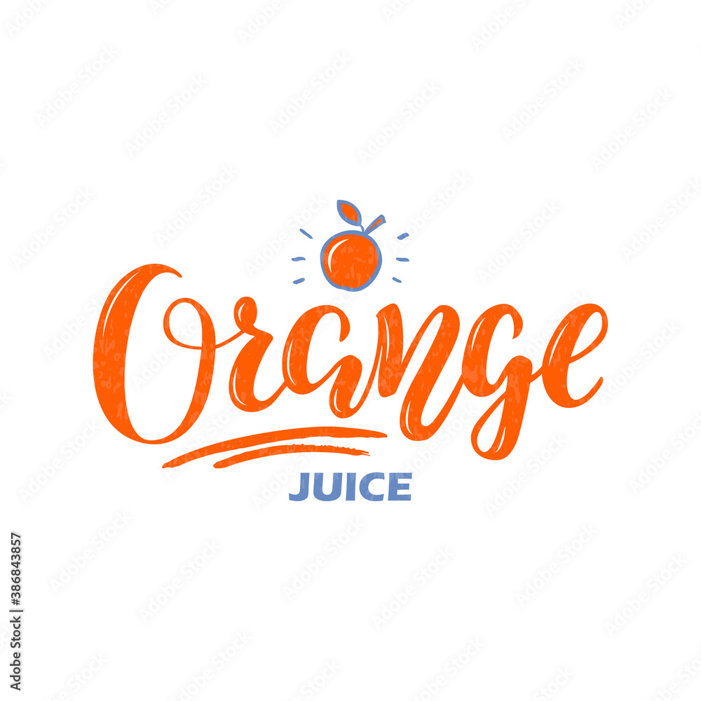 Vector illustration of orange juice lettering for banner, flyer, poster ...