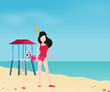 © mix3r - Summer holidays vector illustration,flat design beach
