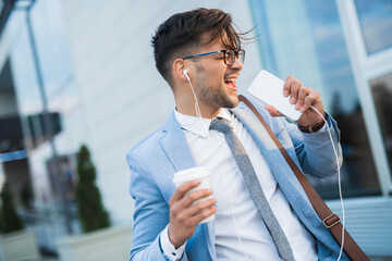 Wall Mural - Businessman having fun