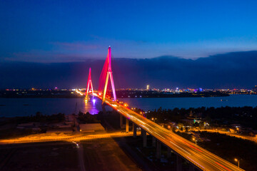 Can Tho bridge Aerial view is famous bridge in mekong delta, Vietnam
