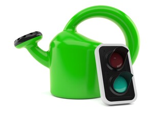 Poster - Watering can with green traffic light