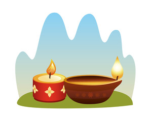 Sticker - hindu religion candles wooden and red