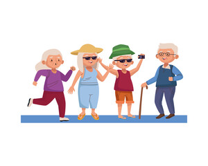 Wall Mural - group of old people practicing activities characters