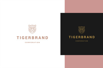 Wall Mural - Outline logo of geometric tiger head line style