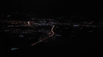 Wall Mural - view from the window of a passenger plane during the flight night the wing of the turbine engine of 