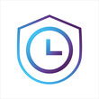 security shield icon. shield with time symbol. gradient style outline Vector illustration, vector icon concept.