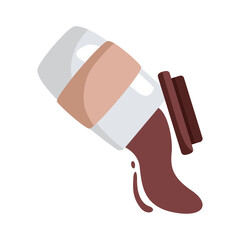 Poster - coffee spilling in plastic container flat style icon