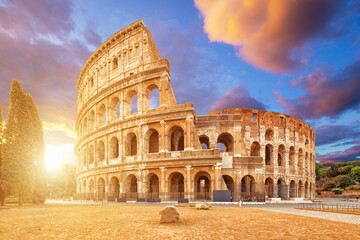Fototapete - Coliseum or Flavian Amphitheatre (Amphitheatrum Flavium or Colosseo), Rome, Italy.  