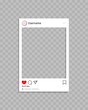 © Wise ant - Frame for social post. Frame for photo in social media.Template of profile, post and message with interface, comment and like. Mockup and icon for phone and app. Social network concept. Vector