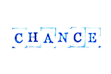 Wall Mural - Blue color ink of rubber stamp in word chance on white paper background