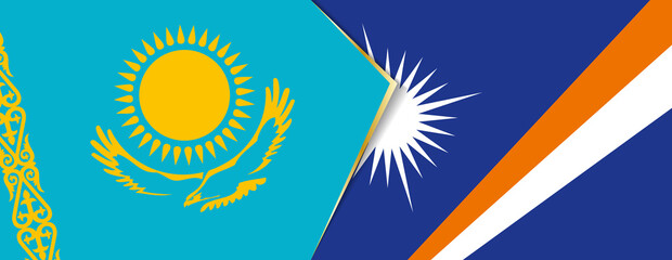 Kazakhstan and Marshall Islands flags, two vector flags.