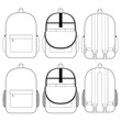 Template backpack vector illustration flat design outline clothing collection