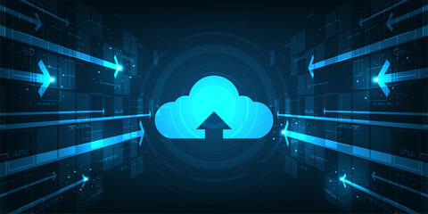 Cloud interface that shows data uploading to the internet.