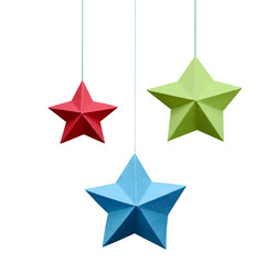 Wall Mural - Holiday paper stars haning with string
