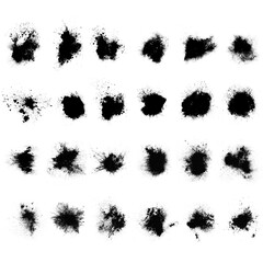 Canvas Print - set of black splashes with splashes isolated on white background