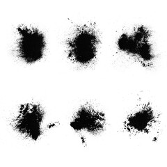 Sticker - set of black splashes with splashes isolated on white background