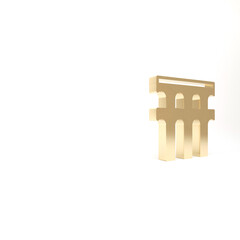 Sticker - Gold Aqueduct of Segovia, Spain icon isolated on white background. Roman Aqueduct building. National symbol of Spain. 3d illustration 3D render.