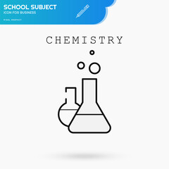 Chemistry black linear thinflat icon vector template for school subject. Education and science. Eps 10 vector