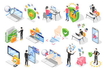 Wall Mural - GDPR Protection Icon Set