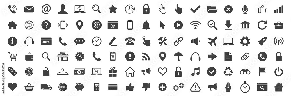 Web icon collection. Basic icons. Icon set. Vector - obrazy, fototapety, plakaty 