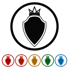 Sticker - Heraldic shield with king crown ring icon, color set