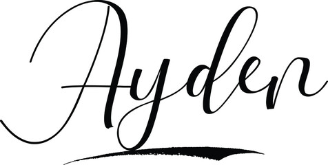 Poster - Ayden -Male Name Cursive Calligraphy on White Background