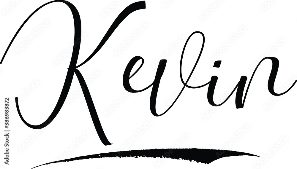 Kevin -Male Name Cursive Calligraphy on White Background Stock Vector ...