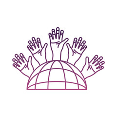 Wall Mural - sphere browser with hands people around line style icon