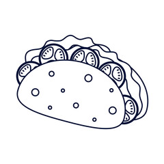 Sticker - delicious mexican tacos traditional food line style icon