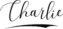 Charlie -Male Name Cursive Calligraphy On White Background
