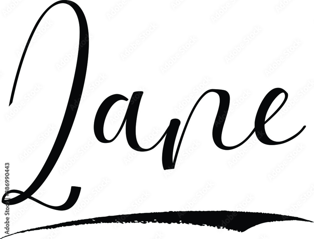 Zane Word Zane -Male Name Cursive Calligraphy on White Background Stock Vector ...