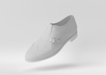 Wall Mural - Creative minimal paper idea. Concept white shoe with white background. 3d render, 3d illustration.