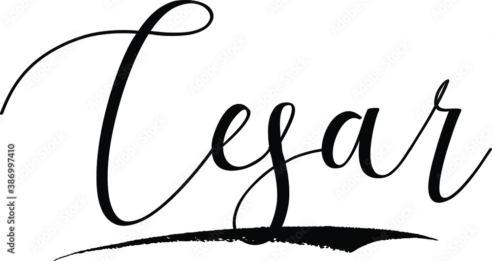 Cesar Is Cursive Cesar -Male Name Cursive Calligraphy on White Background Stock Vector ...