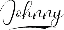 Johnny -Male Name Cursive Calligraphy On White Background