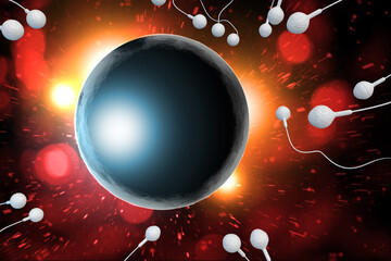 Sperm and Egg 3D Illustration