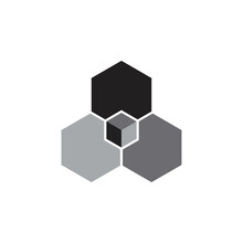Triple Hexagon With 3D Cube Logo Design Vector