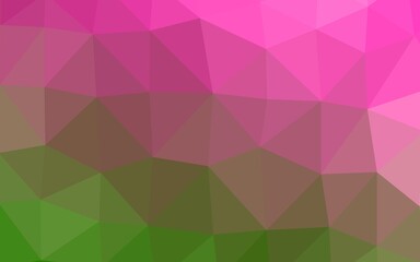 Light Pink, Green vector shining triangular pattern.