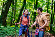 © ivanko80 - Happy couple is hiking in forest.